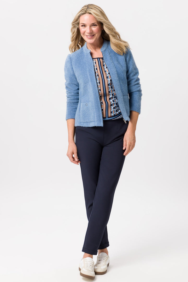 Frank Walder Cardigan Smokey Blue Long Sleeves 724010 000-528 - Shirley Allum Boutique