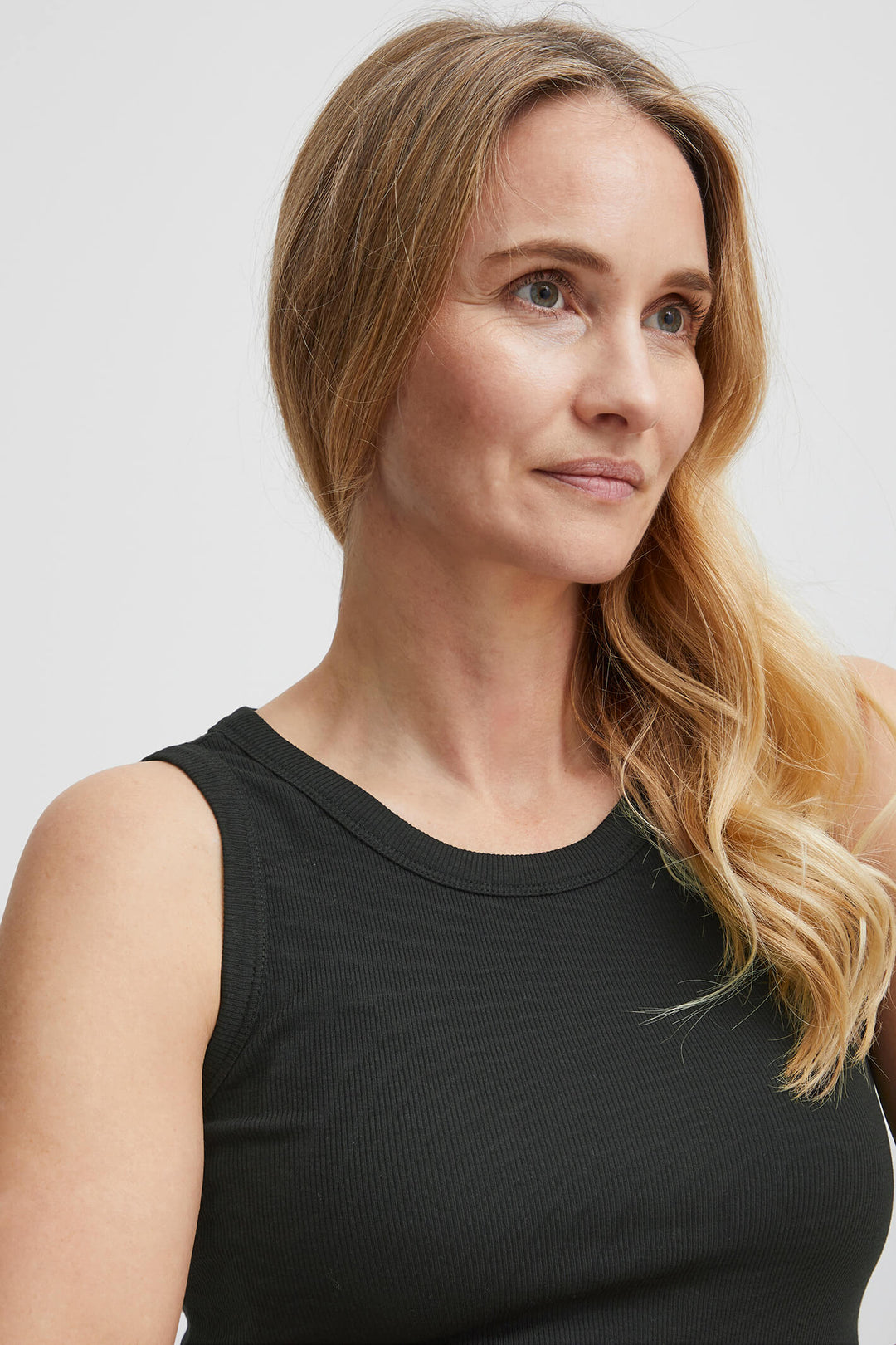 Fransa 20612012 Black Ribbed Vest Top - Shirley Allum Boutique