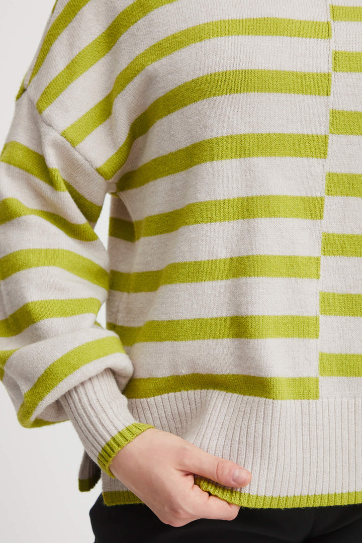 Fransa 20612456 Dark Citron Mix Striped Round Neck Jumper - Shirley Allum Boutique