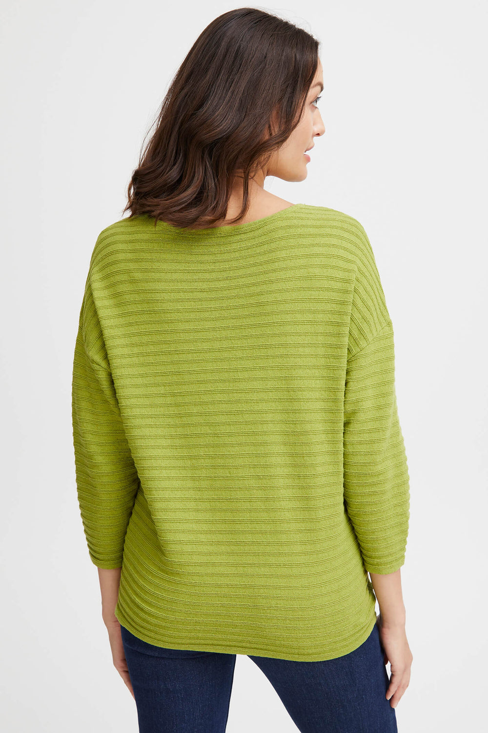 Fransa 20612939 FRSinne Dark Citron Green Boat Neck Ribbed Jumper - Shirley Allum Boutique