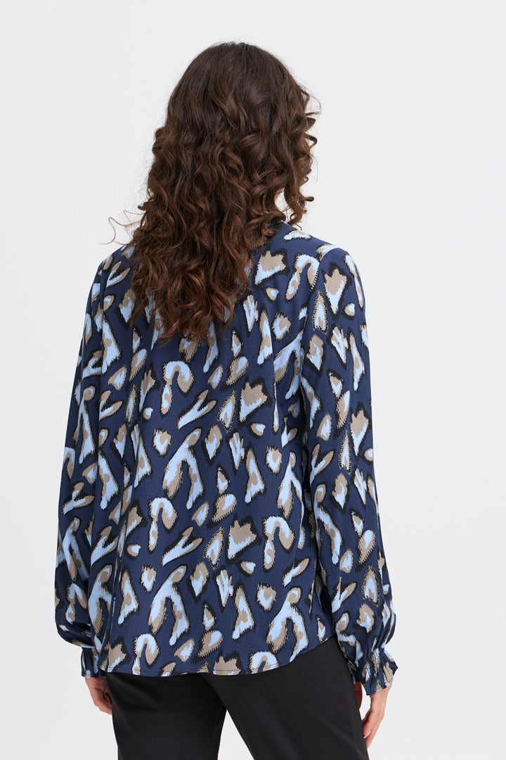 Fransa Blouse FRflowy 3 Navy Blazer 20614106 204193 - Shirley Allum Boutique