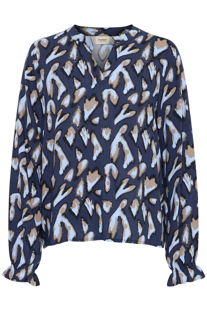 Fransa Blouse FRflowy 3 Navy Blazer 20614106 204193 - Shirley Allum Boutique