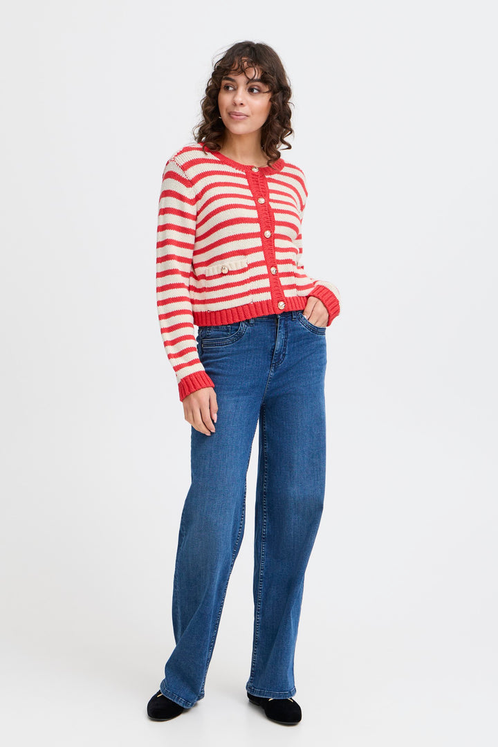 Fransa Cardigan FRbelinda 1 Poinsettia Mix 20615113 201203 - Shirley Allum Boutique