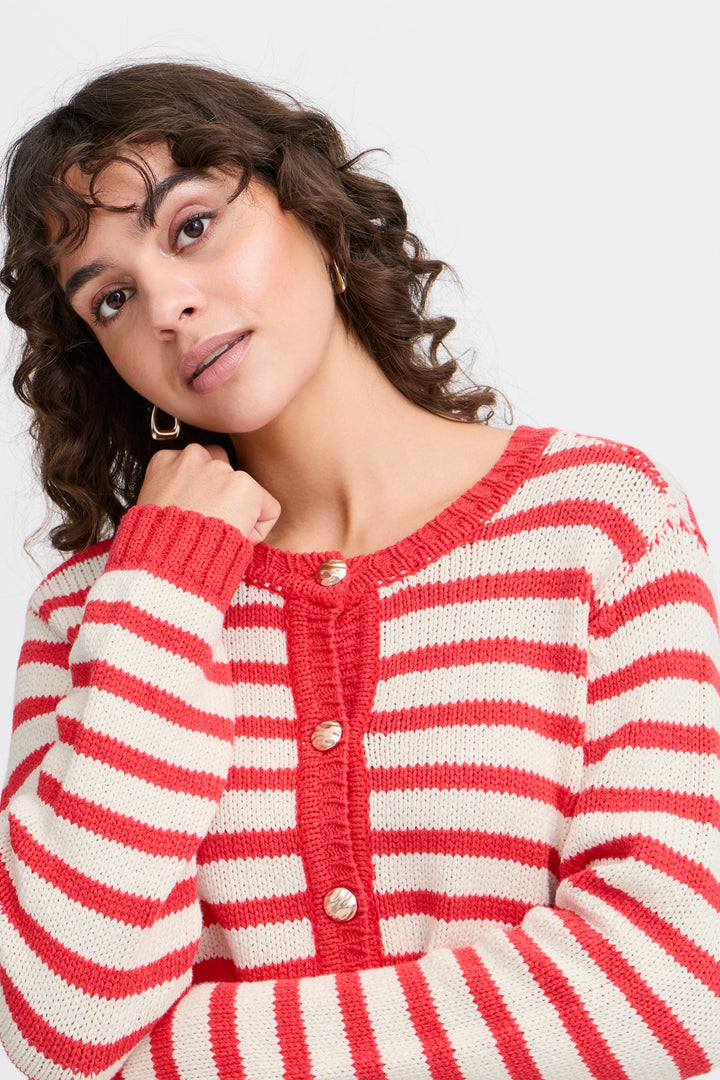 Fransa Cardigan FRbelinda 1 Poinsettia Mix 20615113 201203 - Shirley Allum Boutique