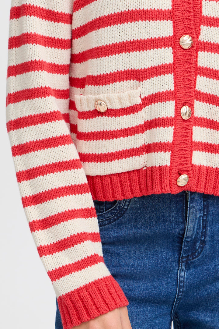Fransa Cardigan FRbelinda 1 Poinsettia Mix 20615113 201203 - Shirley Allum Boutique