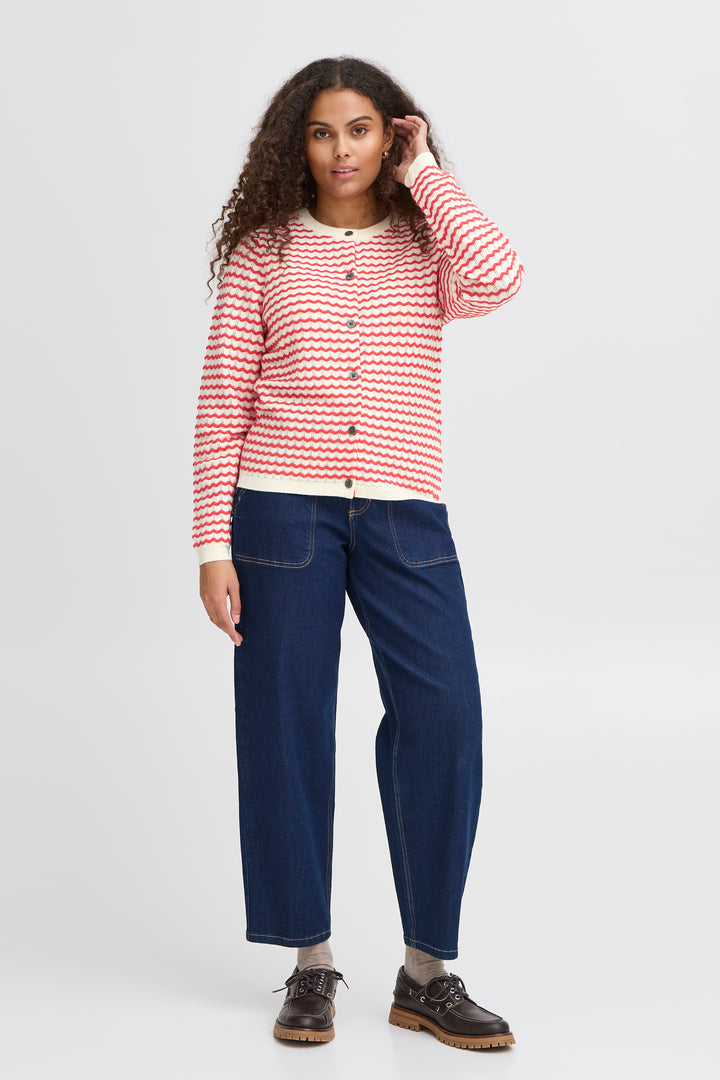 Fransa Cardigan FRluma 1 Red Poinsettia Mix 20615583 201203 - Shirley Allum Boutique