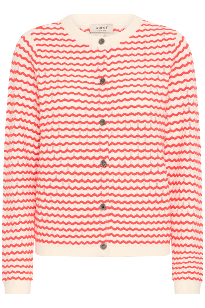 Fransa Cardigan FRluma 1 Red Poinsettia Mix 20615583 201203 - Shirley Allum Boutique