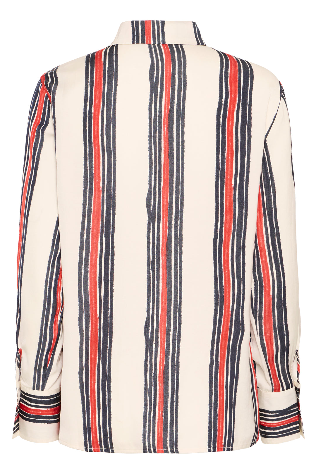 Striped shirt with red and blue vertical stripes on a white background