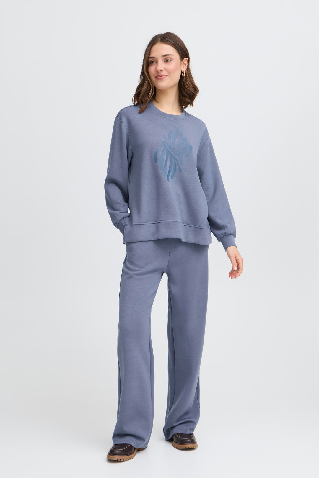 Fransa FRAurora Bering Sea Blue Motif Sweatshirt 20615944 184028