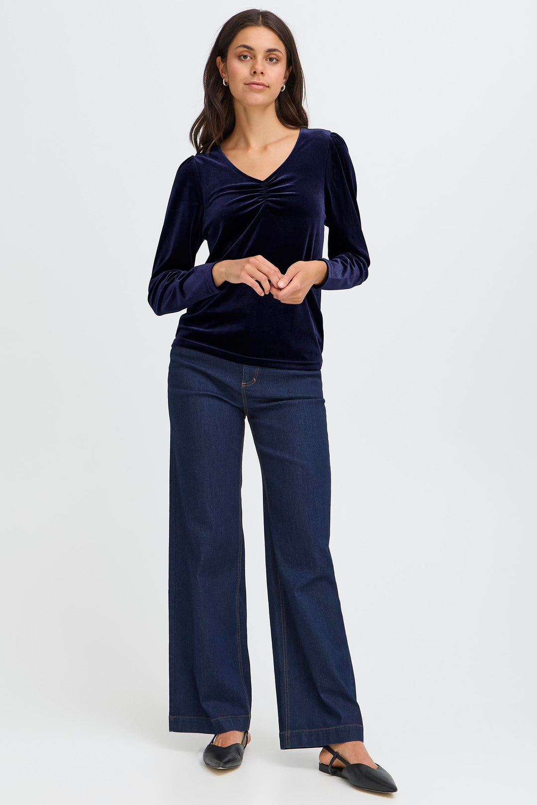 Fransa FRCassandra 20617222 193924 BL 2 Night Sky Navy Velvet Top