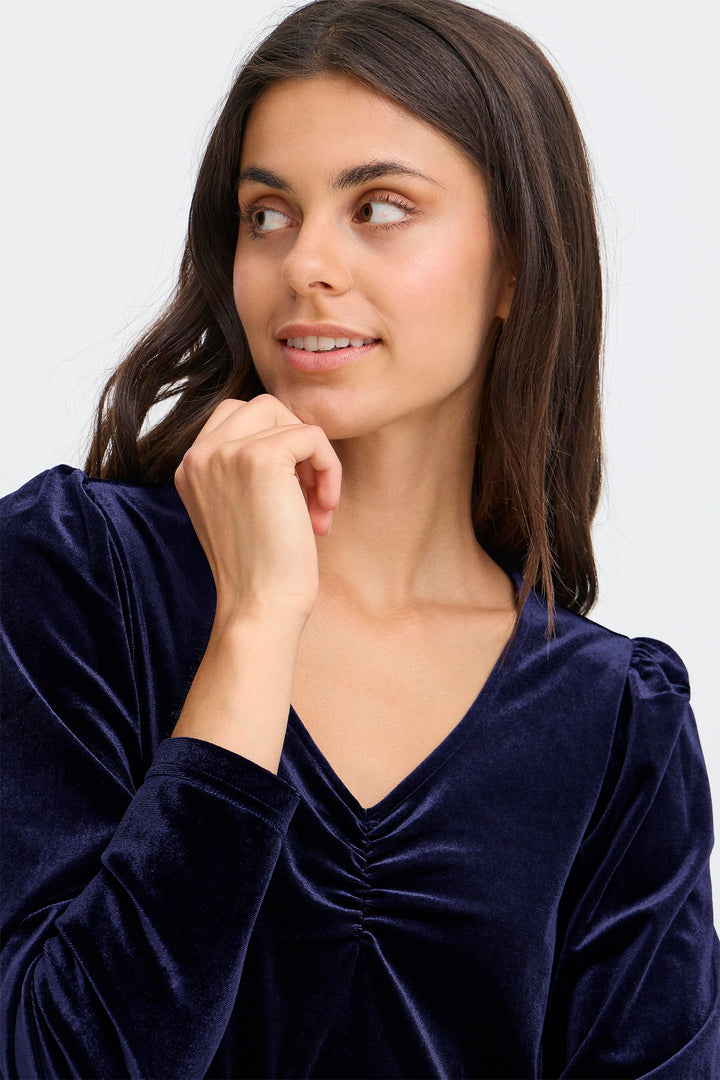 Fransa FRCassandra 20617222 193924 BL 2 Night Sky Navy Velvet Top