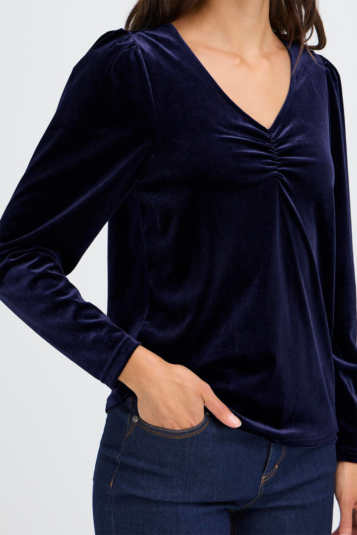 Fransa FRCassandra 20617222 193924 BL 2 Night Sky Navy Velvet Top