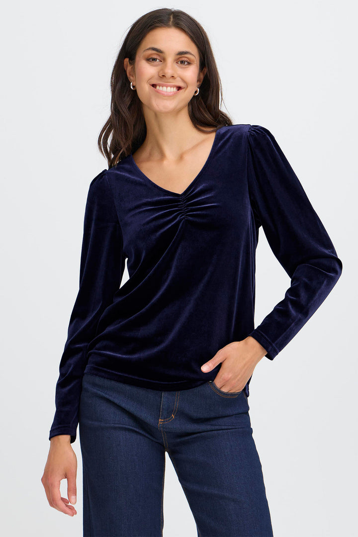 Fransa FRCassandra 20617222 193924 BL 2 Night Sky Navy Velvet Top