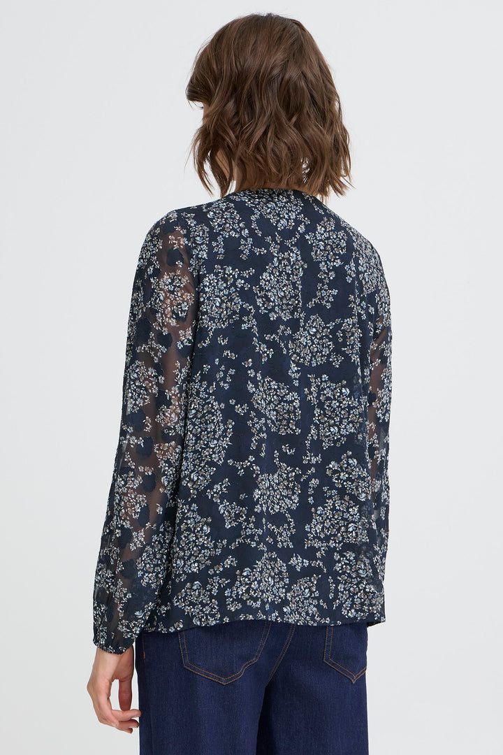 Fransa FRChay 20617204 900003201 Floral Night Sky Navy Print Blouse
