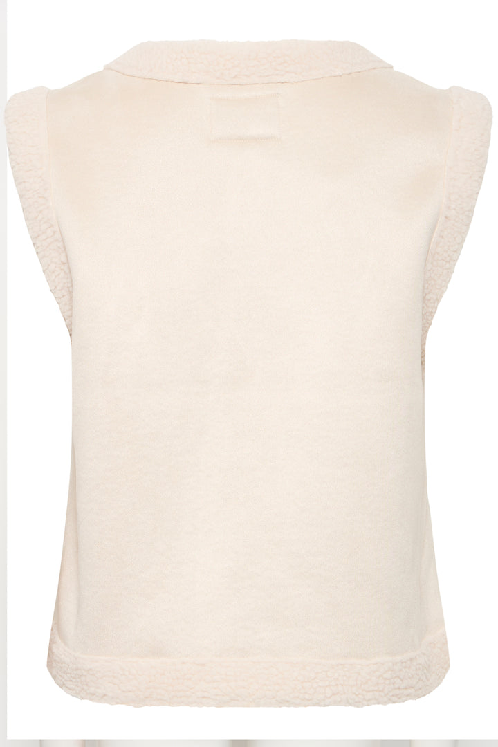 Fransa FRElektra Limestone Cream Melange Faux Fur Gilet 20615655 200662