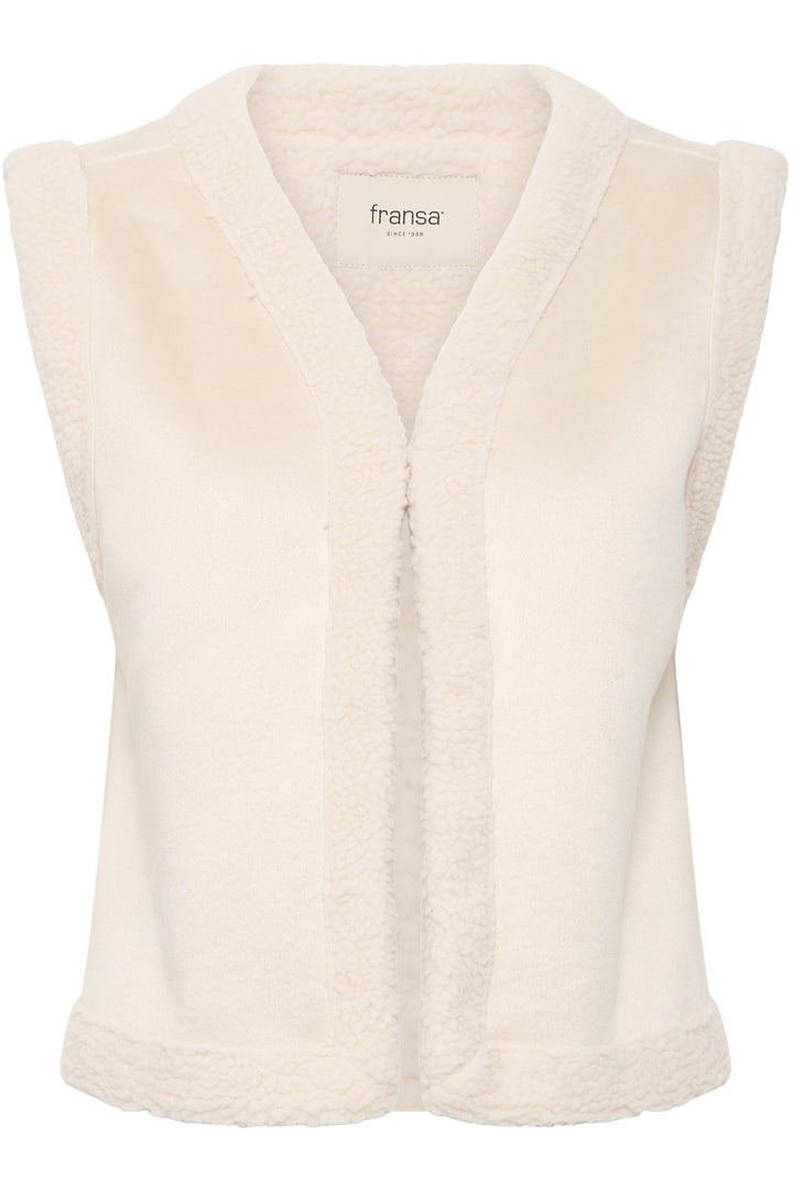 Fransa FRElektra Limestone Cream Melange Faux Fur Gilet 20615655 200662