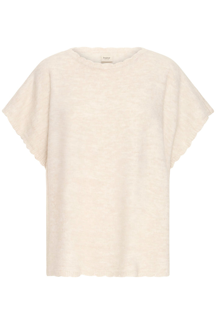 Fransa FRELISE Oatmeal Melange Knitted Poncho 20617676 1304011