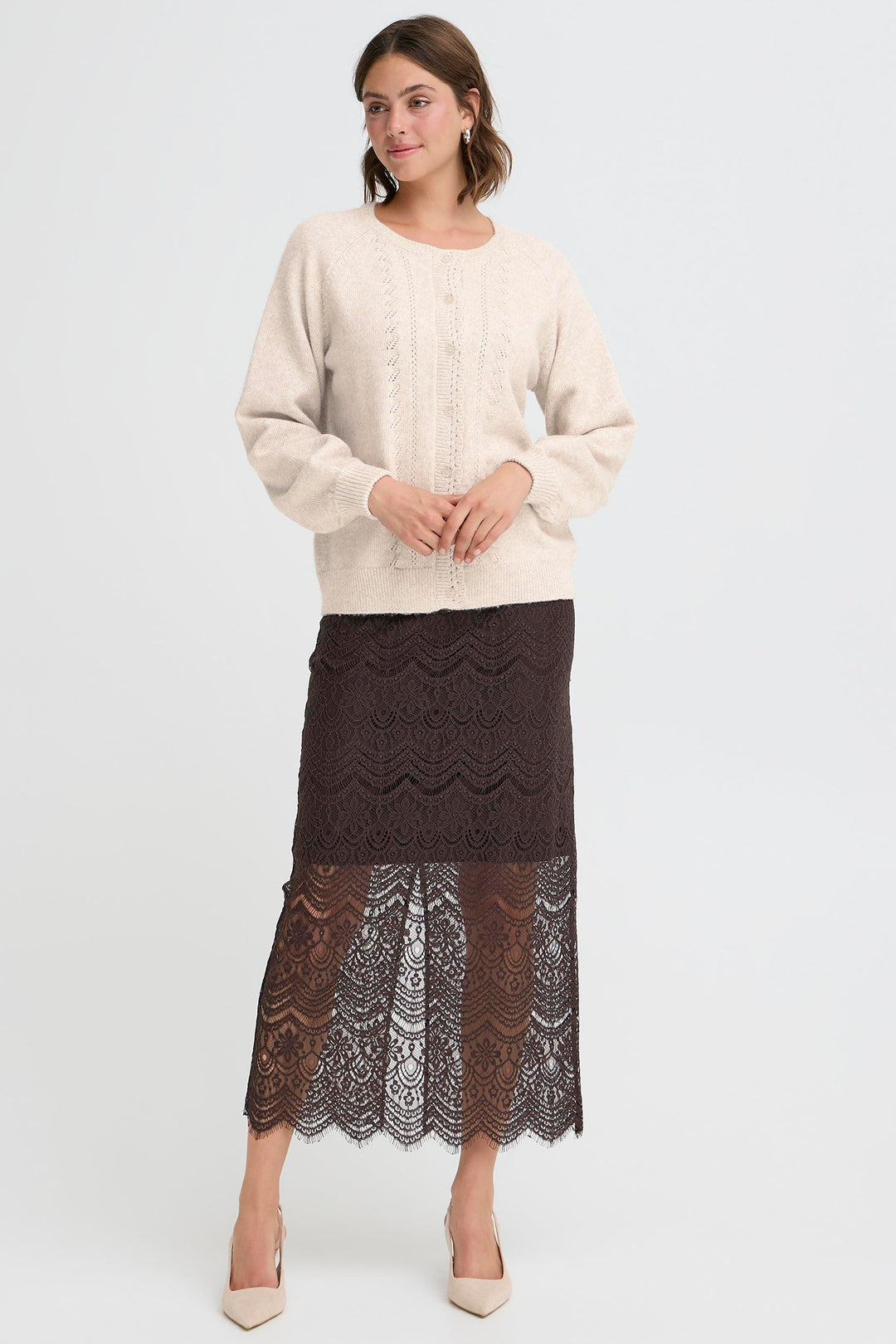 Fransa FRElly 20617309 1304011 Oatmeal Beige Melange Cardigan