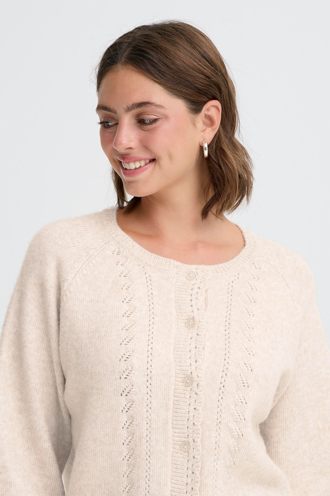 Fransa FRElly 20617309 1304011 Oatmeal Beige Melange Cardigan