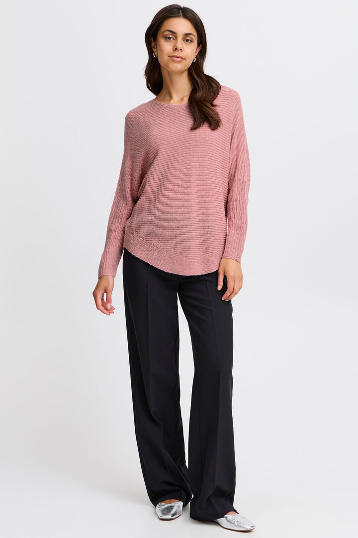 Fransa Freretta Jumper Boat Neck Zephyr Melange Pink 20611845 1519061 - Shirley Allum Boutique