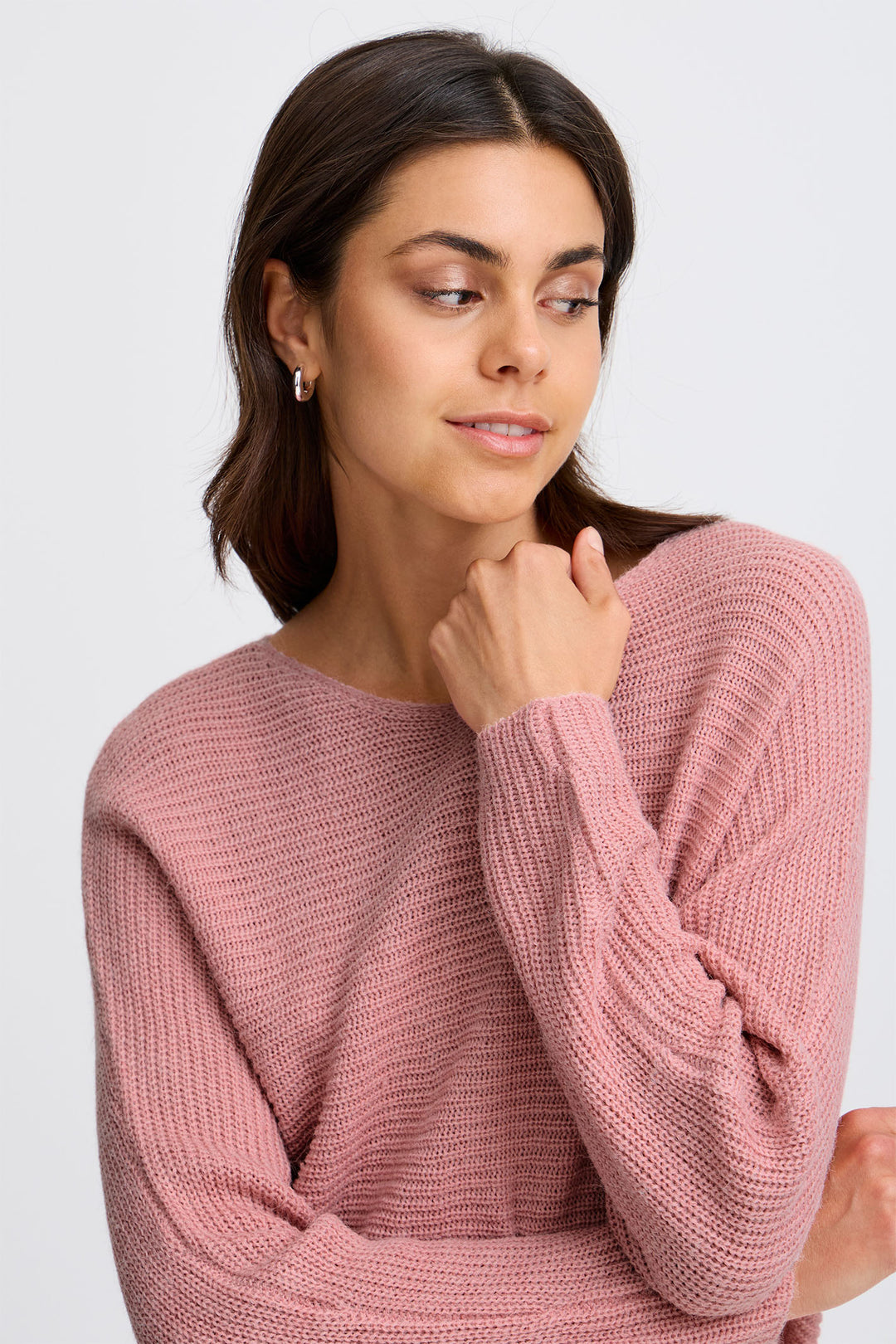 Fransa Freretta Jumper Boat Neck Zephyr Melange Pink 20611845 1519061 - Shirley Allum Boutique