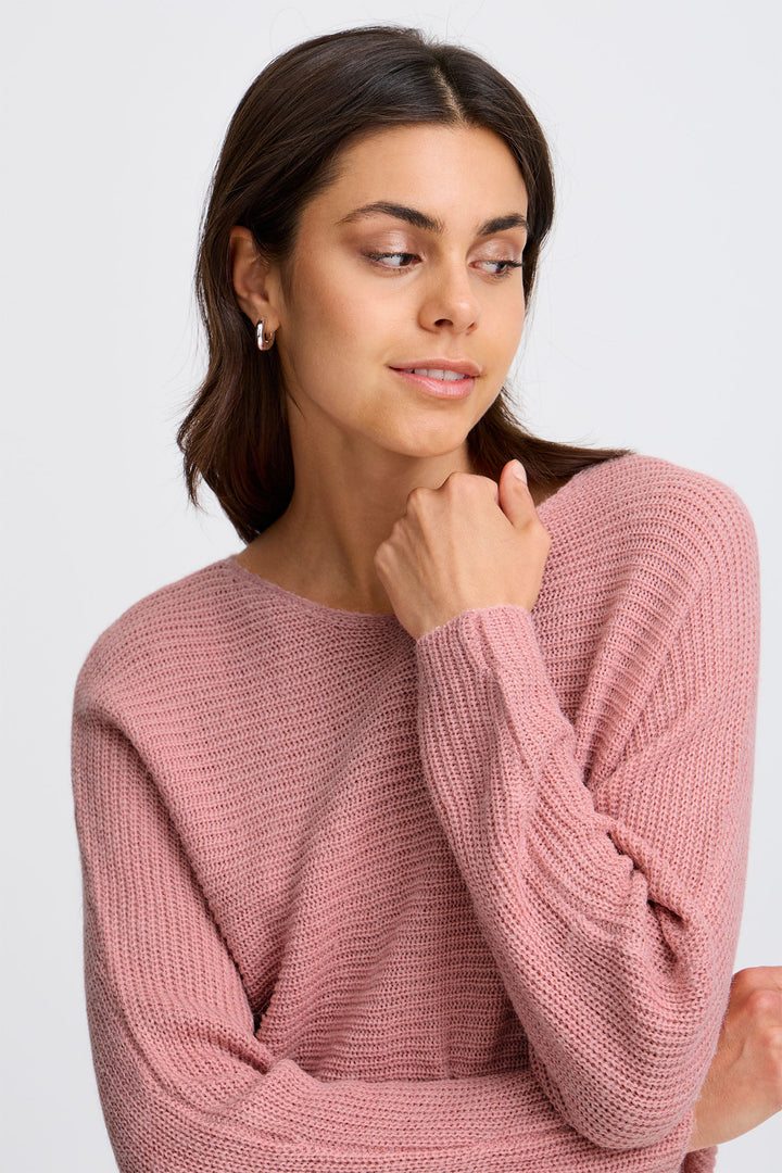 Fransa Freretta Jumper Boat Neck Zephyr Melange Pink 20611845 1519061 - Shirley Allum Boutique
