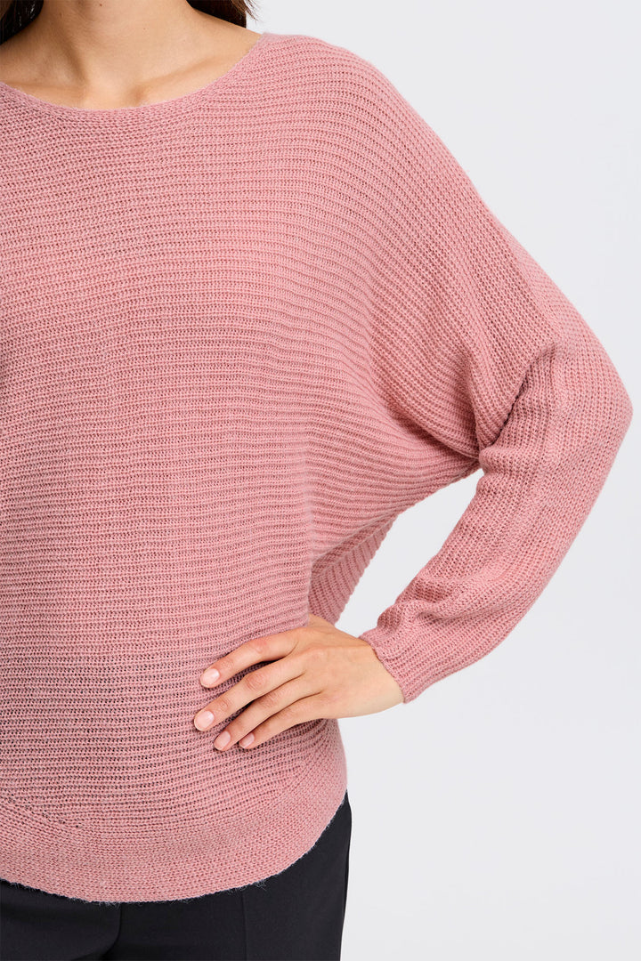 Fransa Freretta Jumper Boat Neck Zephyr Melange Pink 20611845 1519061 - Shirley Allum Boutique