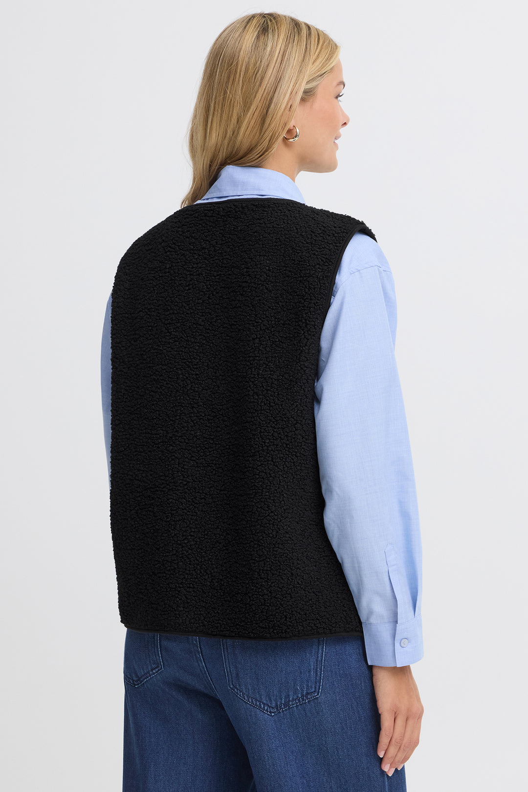 Fransa FRGWYNNE Meteorite black fleece gilet at Shirley Allum