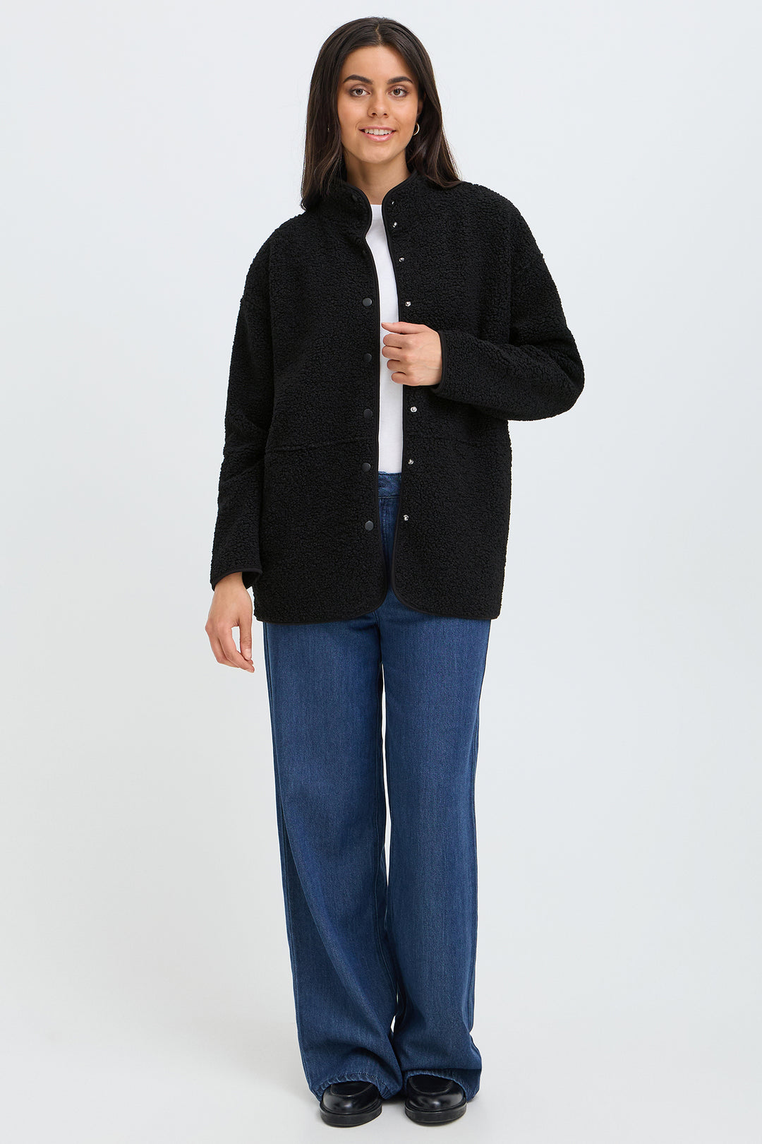 Fransa FRGWYNNE Meteorite black fleece jacket at Shirley Allum