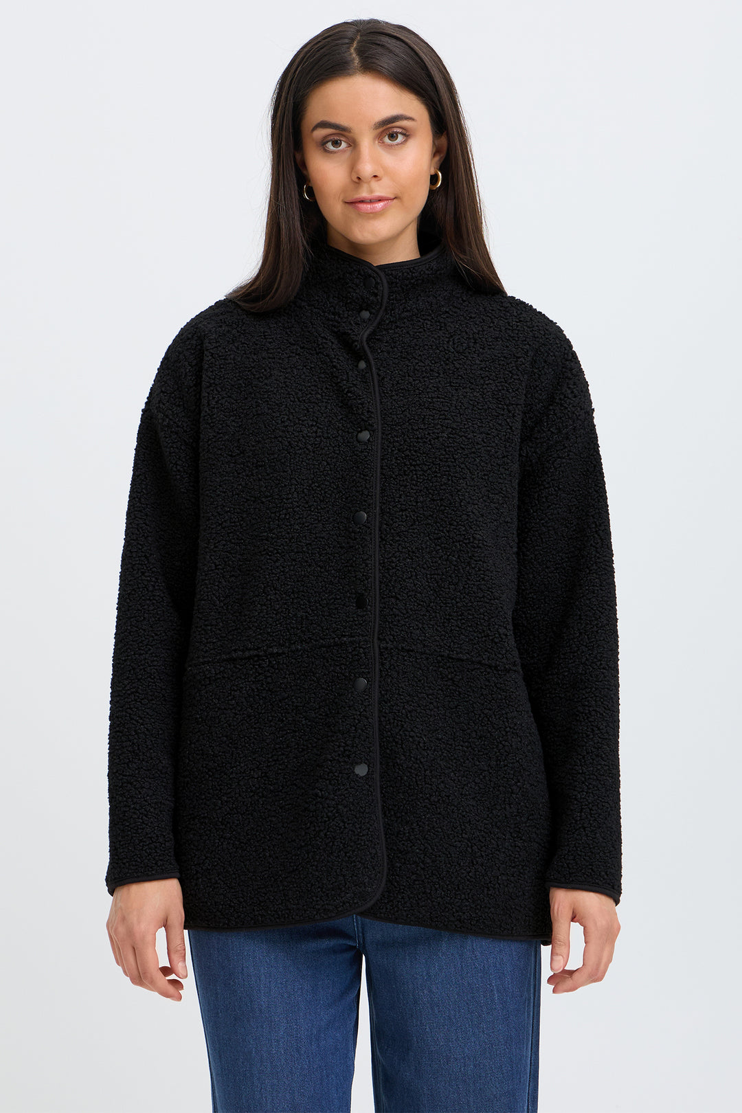 Fransa FRGWYNNE Meteorite black fleece jacket at Shirley Allum