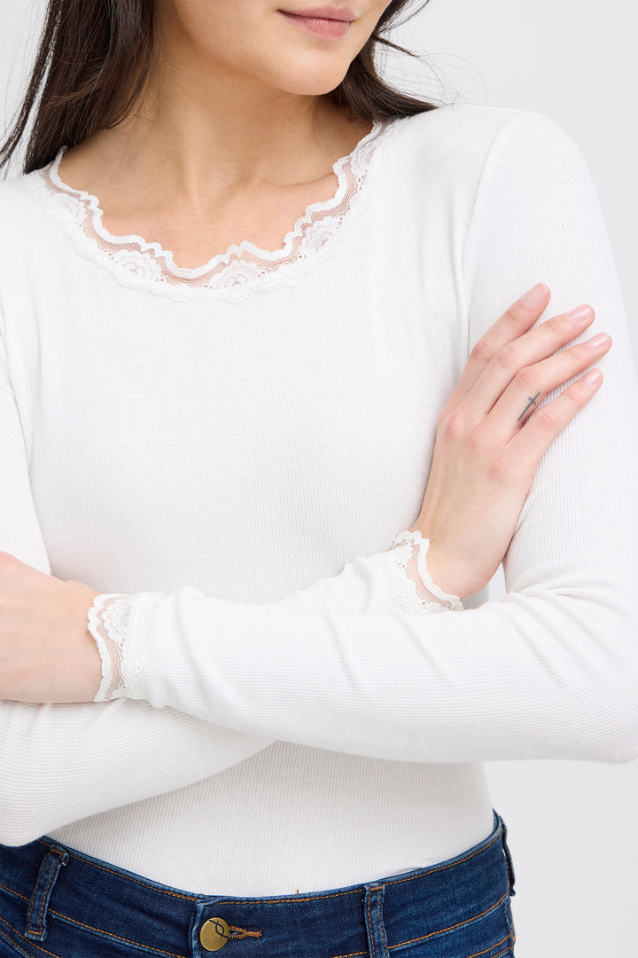 Fransa FRHIZAMOND Antique lace-trim top at Shirley Allum