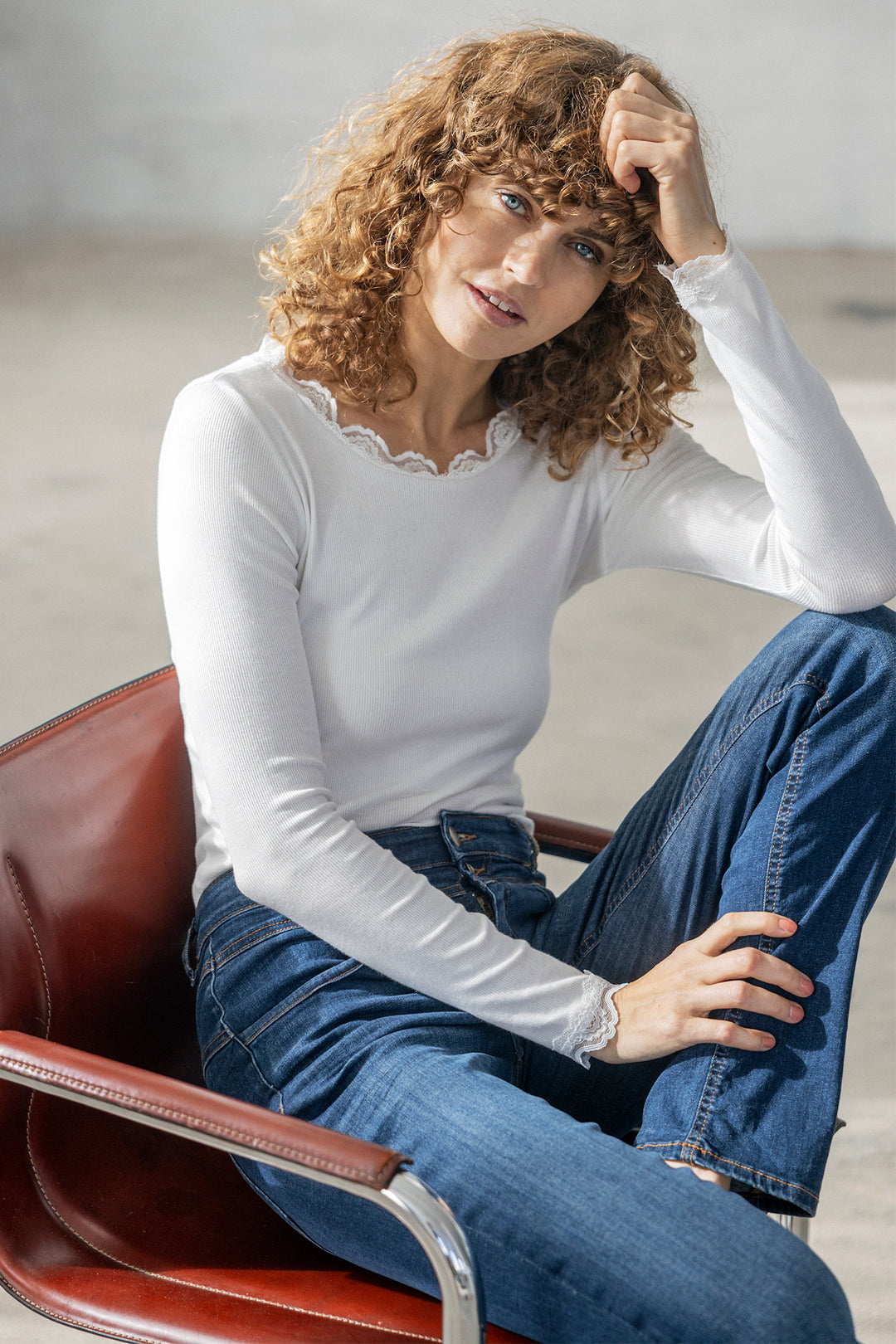 Fransa FRHIZAMOND Antique lace-trim top at Shirley Allum