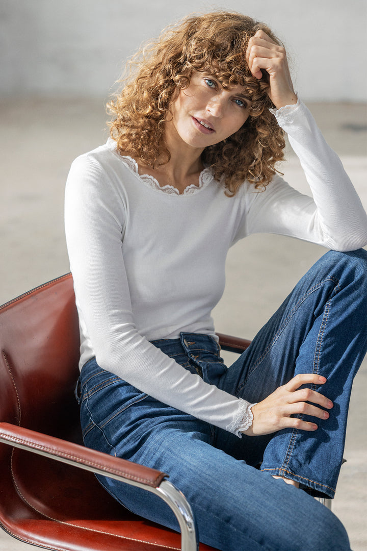 Fransa FRHIZAMOND Antique lace-trim top at Shirley Allum