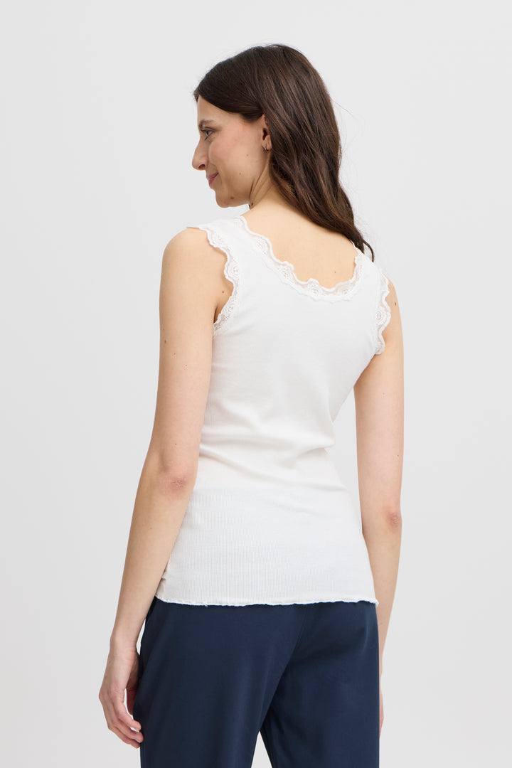 Fransa FRHizamond Antique White Lace Edge Vest Top 20607460 60010