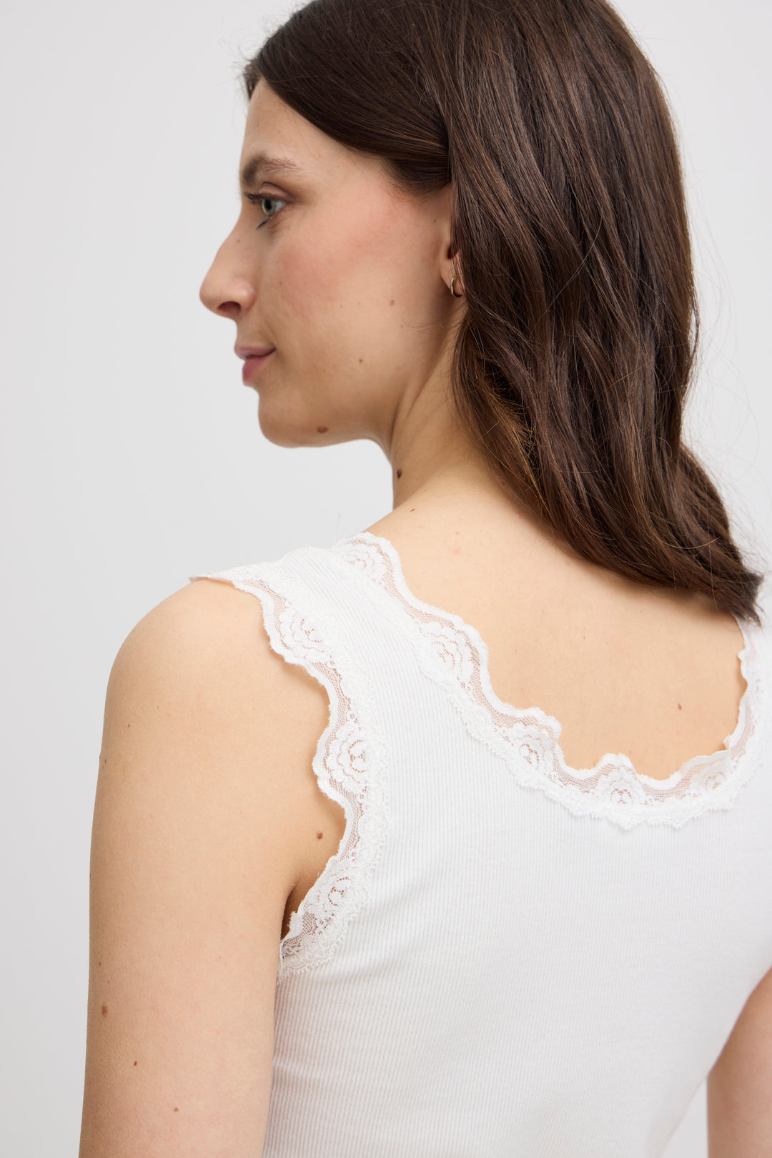 Fransa FRHizamond Antique White Lace Edge Vest Top 20607460 60010