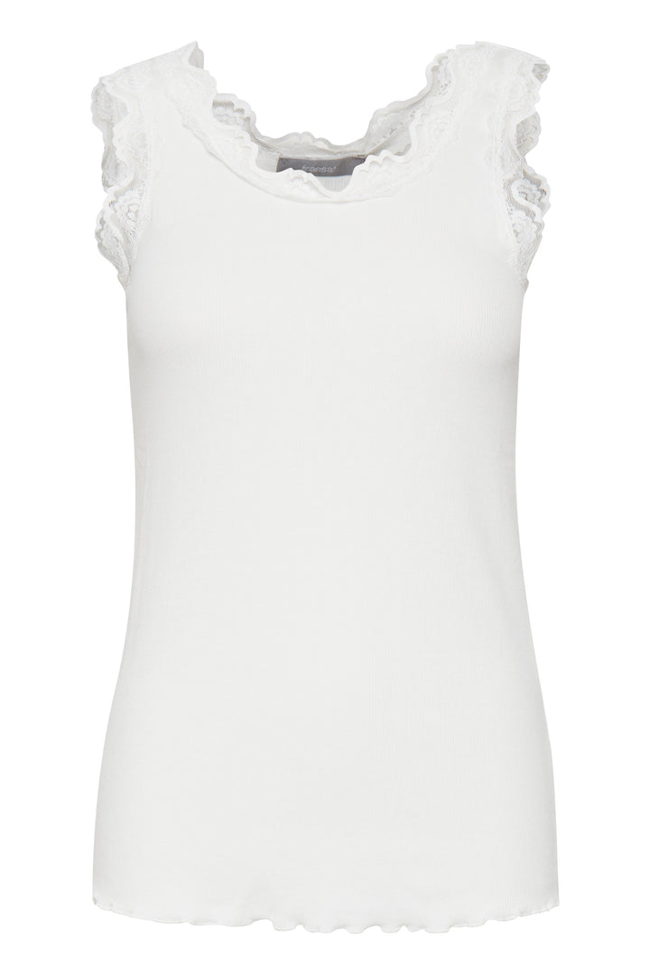 Fransa FRHizamond Antique White Lace Edge Vest Top 20607460 60010
