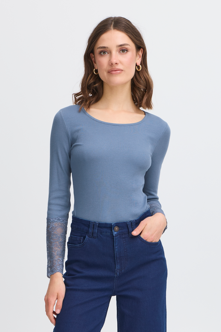 Fransa FRHizamond Bering Sea Blue Long Sleeve T-Shirt 20613313 184028