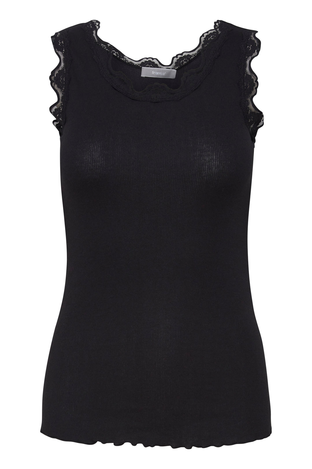 Fransa FRHizamond Black Lace Edge Vest Top 20607460 60096