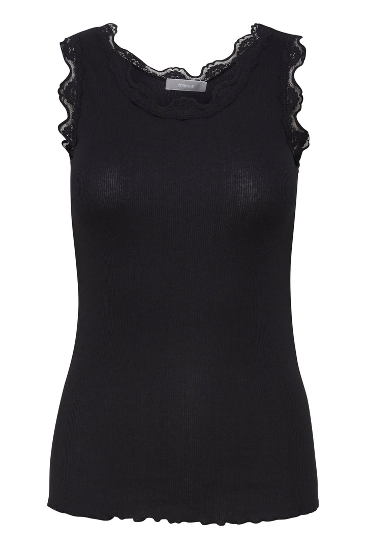 Fransa FRHizamond Black Lace Edge Vest Top 20607460 60096