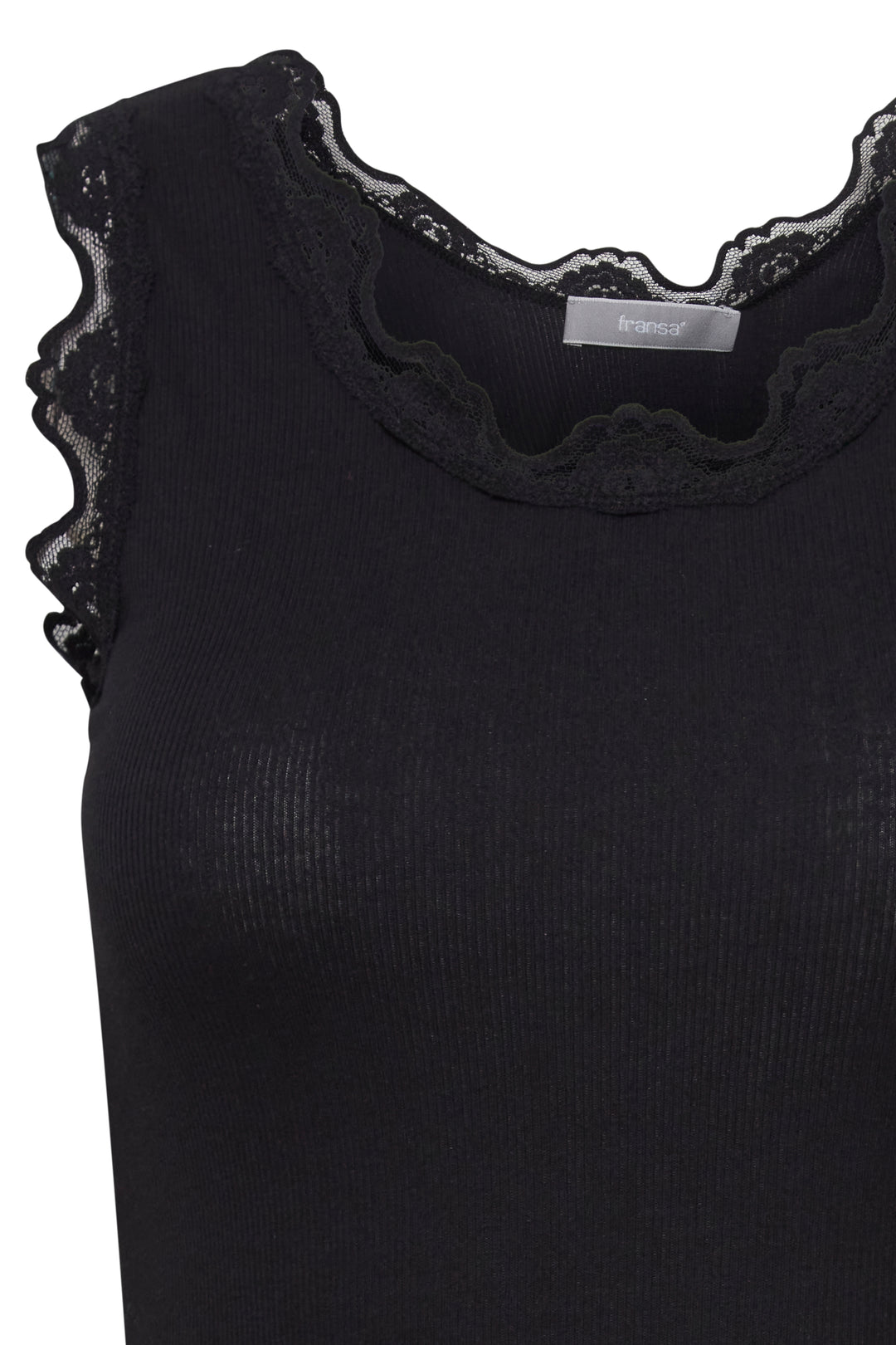 Fransa FRHizamond Black Lace Edge Vest Top 20607460 60096
