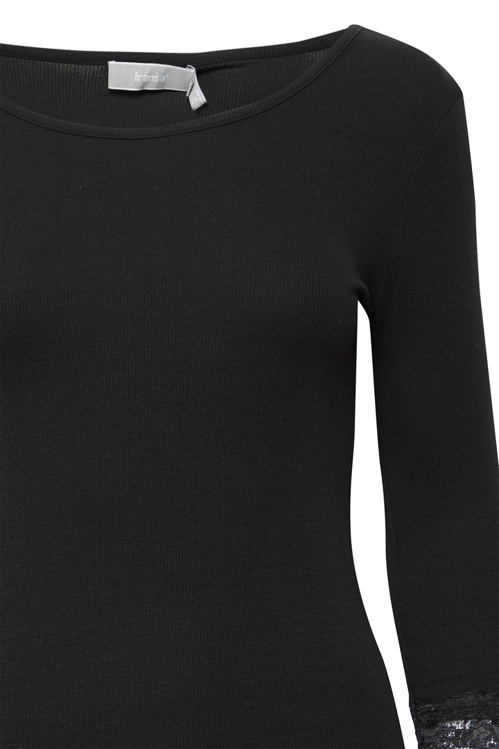 Fransa FRHizamond Black Long Sleeve T-Shirt 20613313 200113