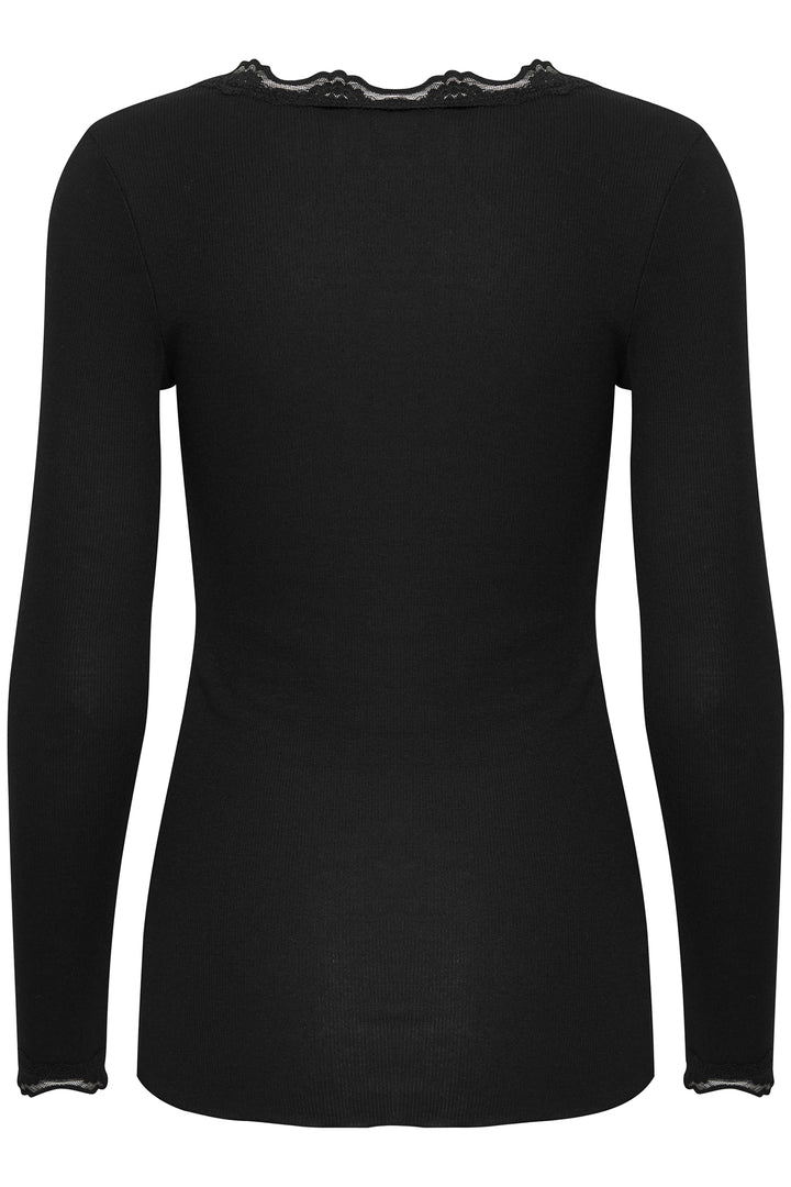 Fransa FRHIZAMOND Black lace-trim top at Shirley Allum