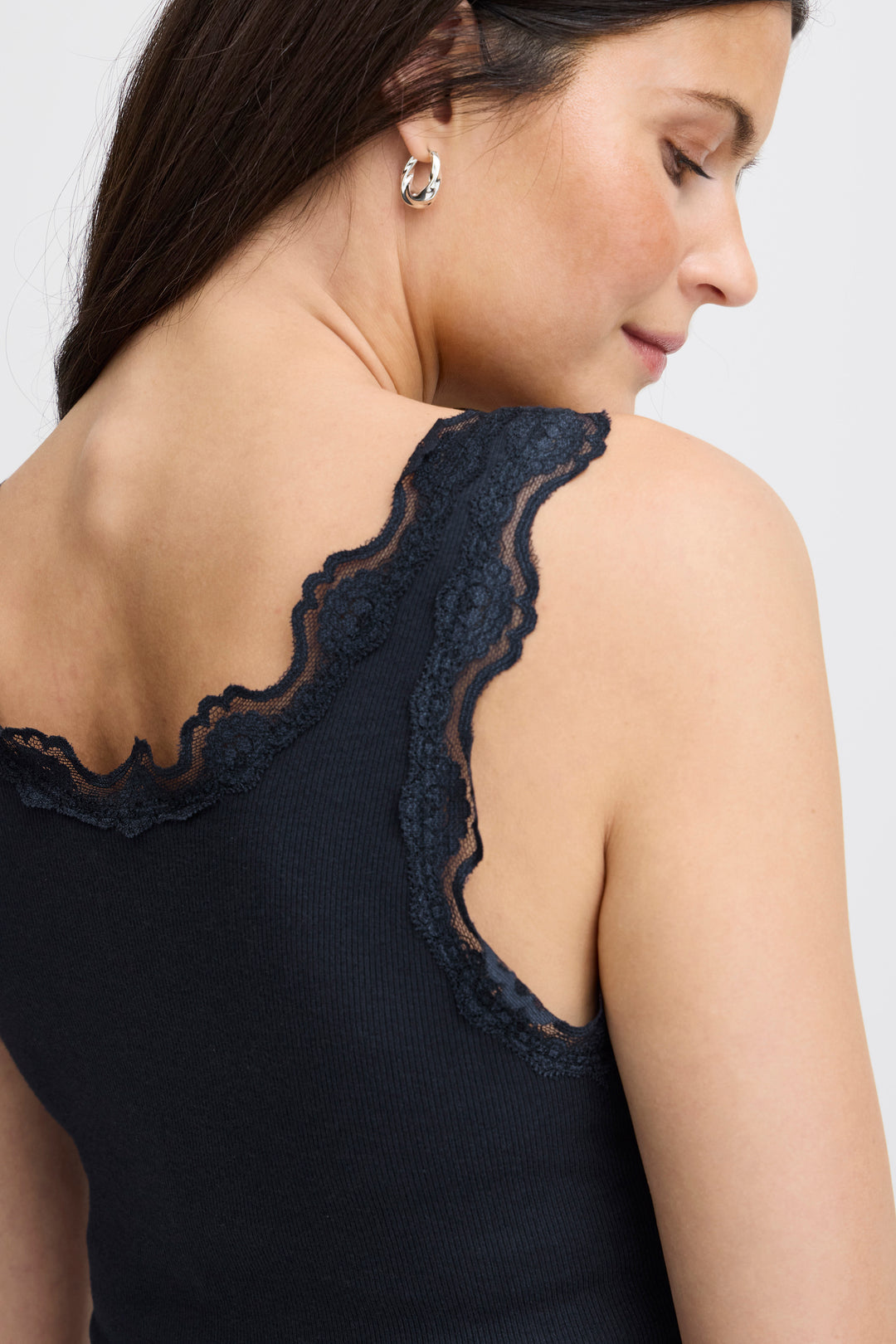 Fransa FRHizamond Dark Peacoat Navy Lace Edge Vest Top 20607460 60468