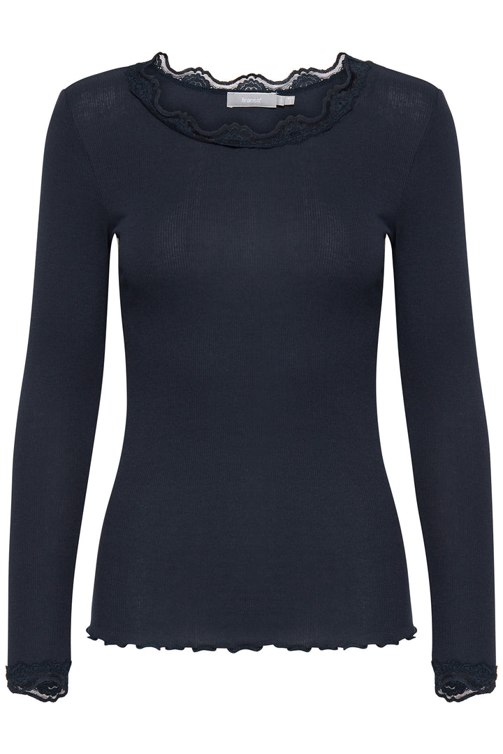 Fransa FRHIZAMOND Dark Peacoat lace-trim top at Shirley Allum