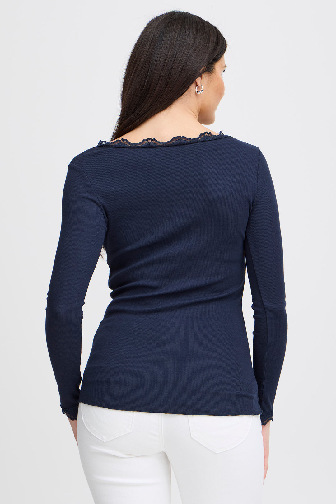 Fransa FRHIZAMOND Dark Peacoat lace-trim top at Shirley Allum