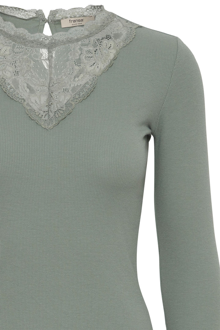 Fransa Frhizamond T-Shirt Green Bay Long Sleeve 20614479 165810 - Shirley Allum Boutique