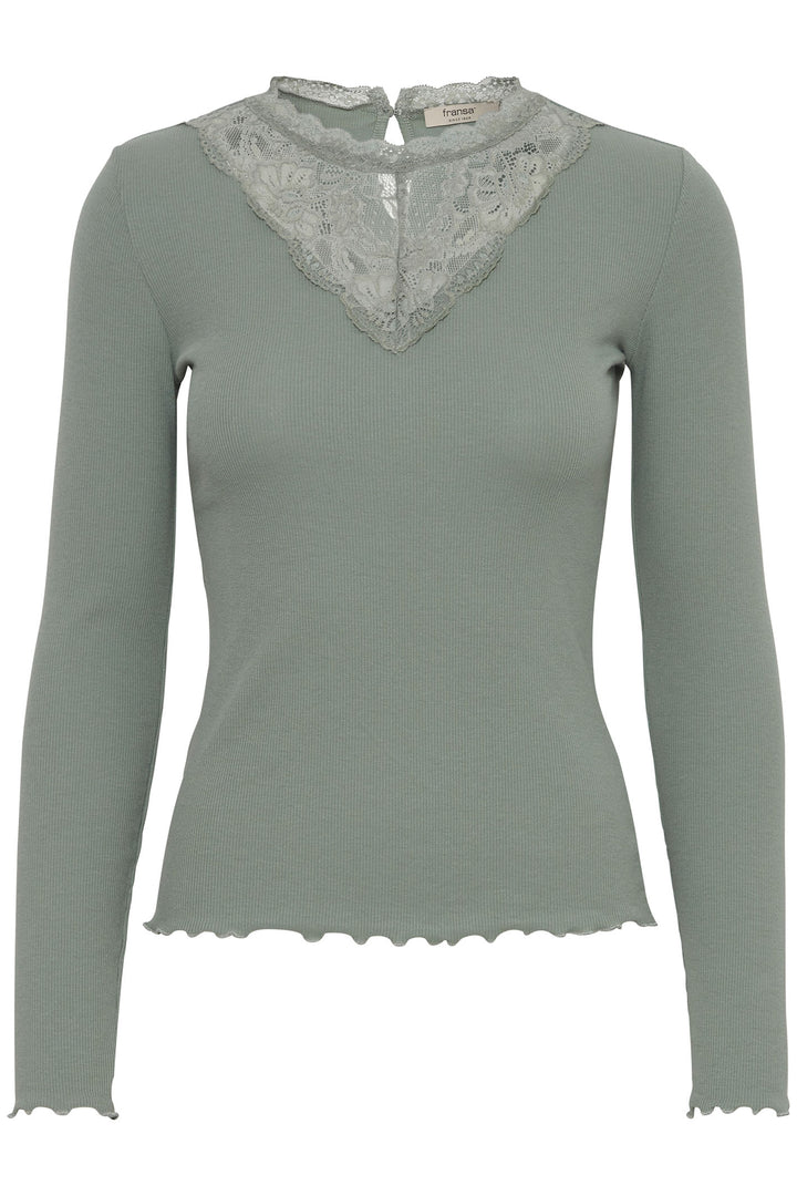 Fransa Frhizamond T-Shirt Green Bay Long Sleeve 20614479 165810 - Shirley Allum Boutique
