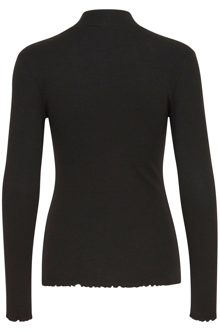 Fransa Frhizamond T-Shirt Mock Turtle Long Sleeve Black 20614563 200113 - Shirley Allum Boutique