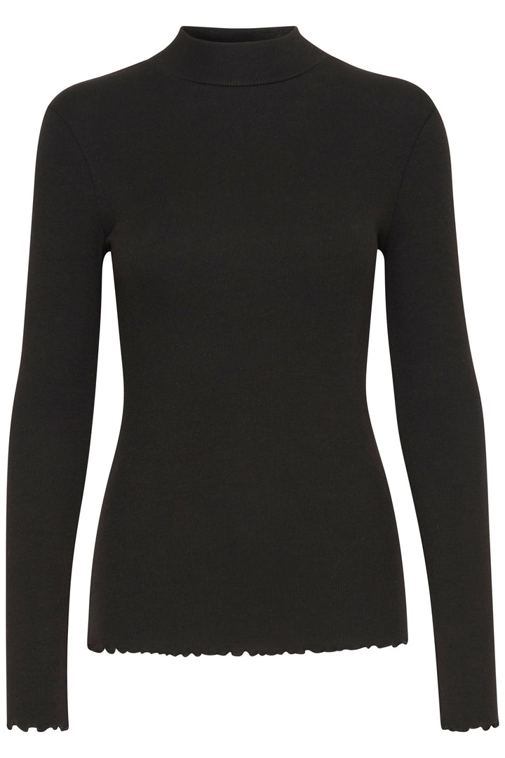 Fransa Frhizamond T-Shirt Mock Turtle Long Sleeve Black 20614563 200113 - Shirley Allum Boutique