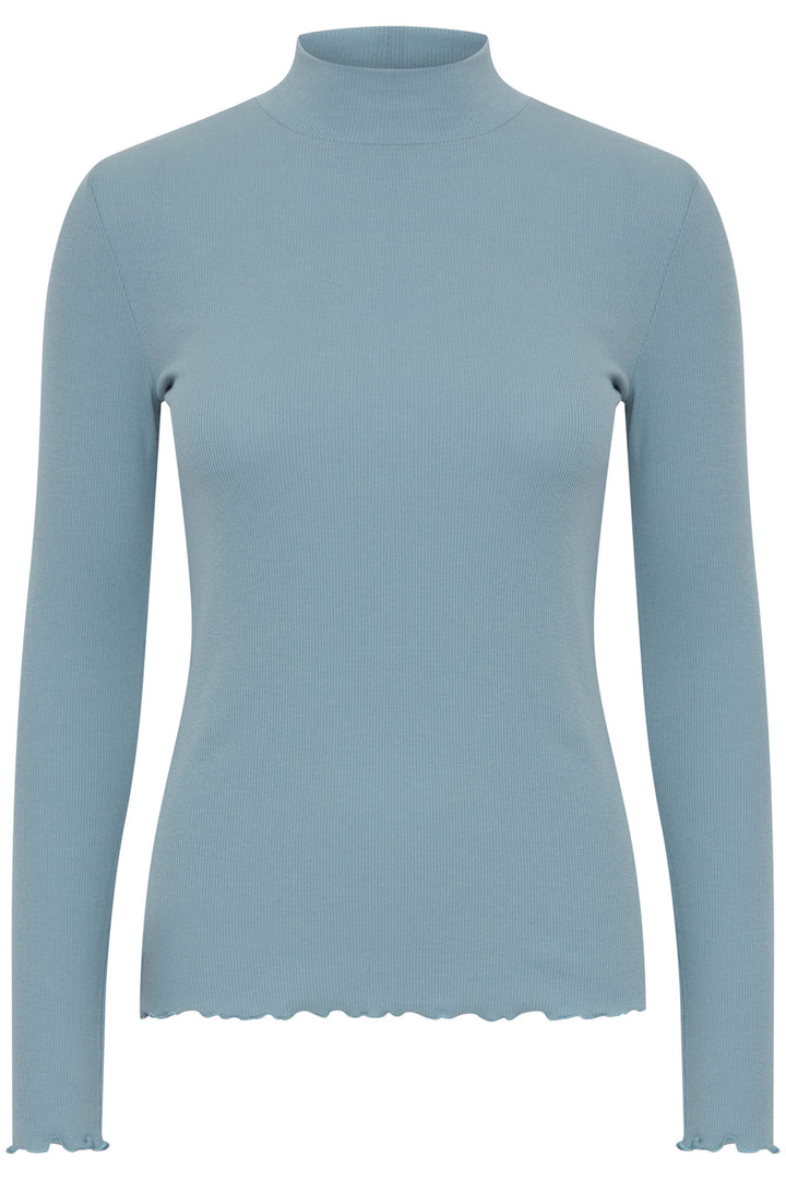 Fransa Frhizamond T-Shirt Mock Turtle Long Sleeve Citadel Blue 20614563 174111 - Shirley Allum Boutique